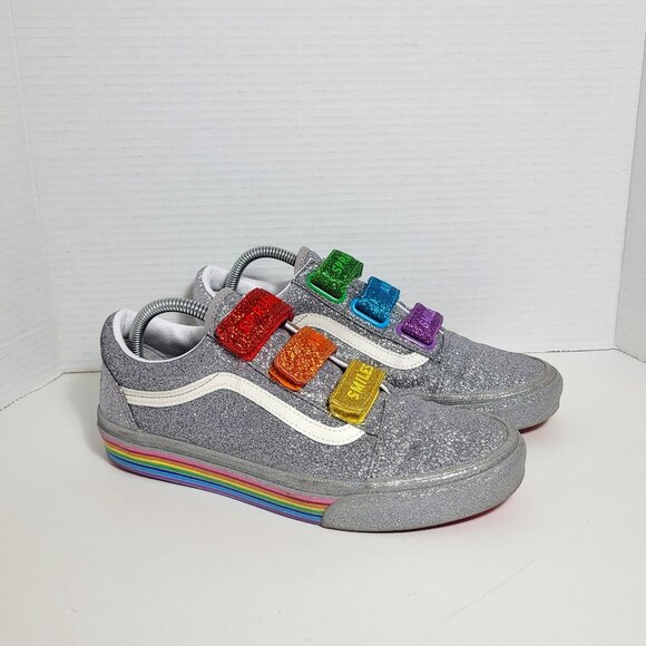 Vans Flour Shop Amirah Old Skool Rainbow Glitter Sneakers Unisex Men 8.5 Wm's 10 - Picture 1 of 13
